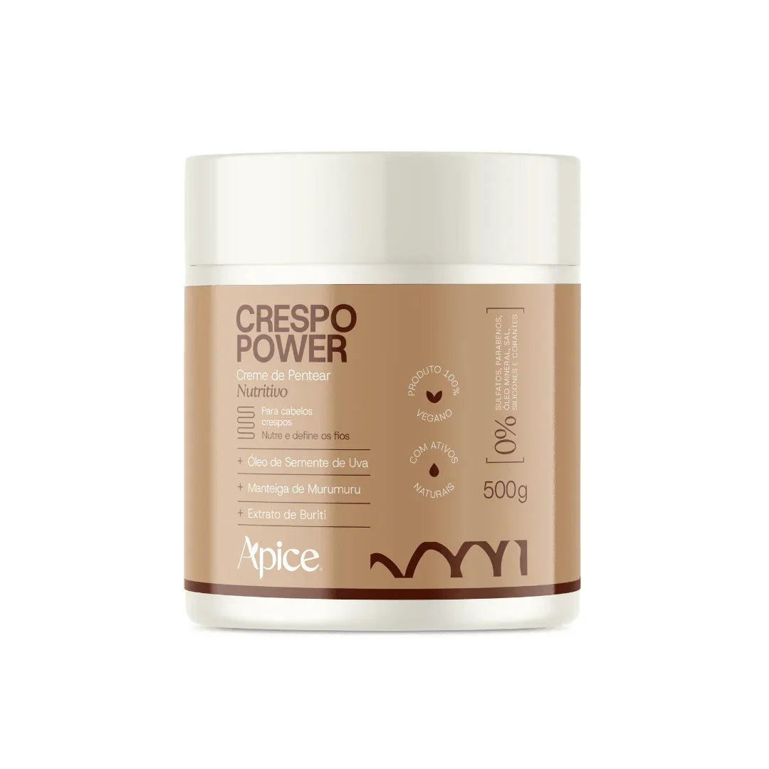 Creme de Pentear Nutritivo Crespo Power 500g - No Poo / Low Poo - Ação Condicionante – coleção Leave-in e Cremes de Pentear Gobeaute