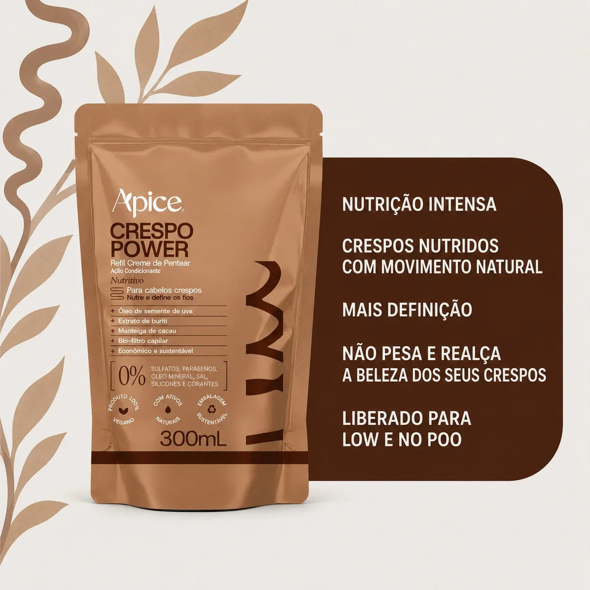 Kit Duo Umectação - Máscara Umectante Crespo Power 500g e Creme de Pentear Crespo Power Refil 300g