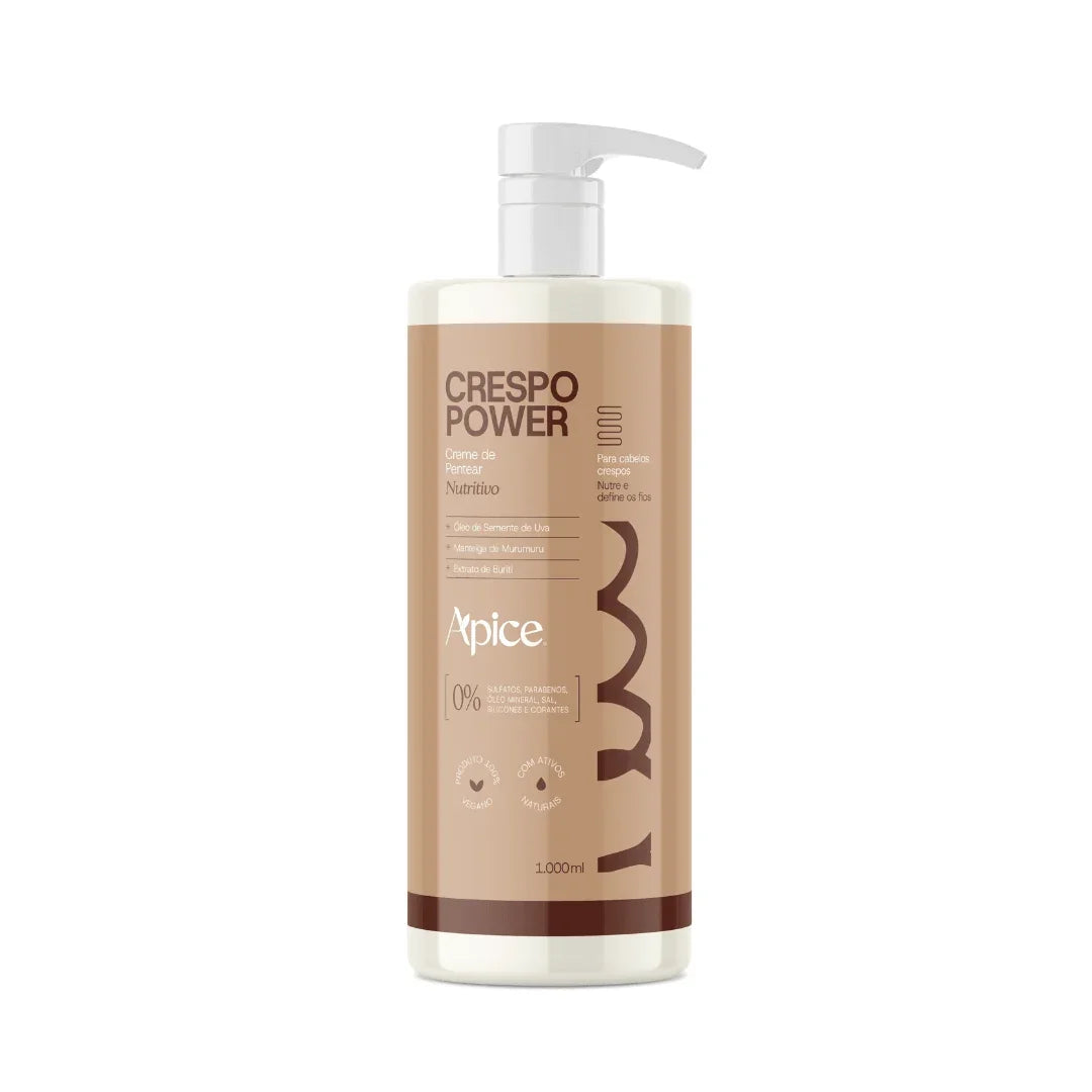 Creme de Pentear Nutritivo Crespo Power 1000ml - No Poo / Low Poo - Ação Condicionante
