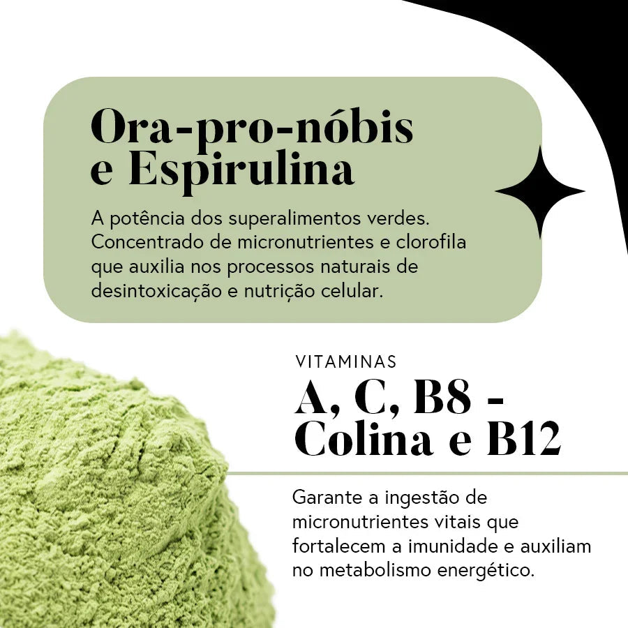 Fórmula Greens e Superfood  (Sabor Maçã Verde) - Fibras + Espirulina + Colina + Vitaminas