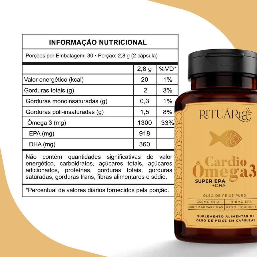 Fórmula Cardio Ômega 3 (Super EPA) - 60 cápsulas - Com Certificação IFOS