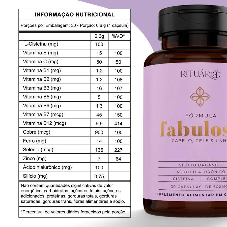 Fórmula Fabulosa (Pele + Unha + Cabelo) - 30 dias