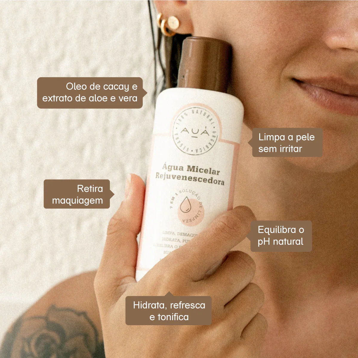 Água Micelar Rejuvenescedora Limpeza Profunda 175ml AUÁ