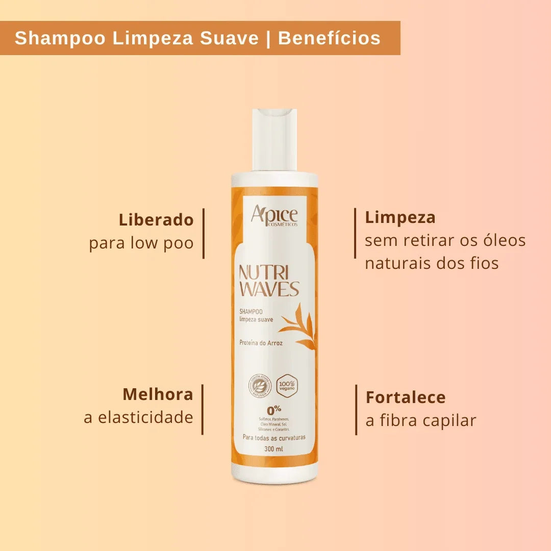 Kit Onduladas Nutri Waves - Shampoo, Condicionador, Gelatina, Máscara e Creme de Pentear (5 ITENS) - Vendah